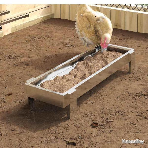 Bac de nourrissage pour poules Argent 80 x 28 x 13.5 cm