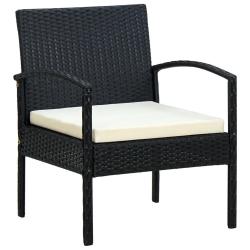 Chaise de jardin avec coussin R&eacute;sine tress&eacute;e Noir