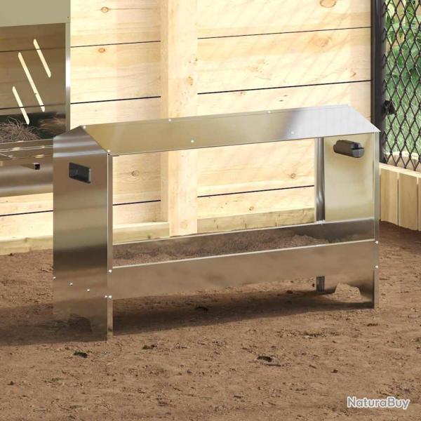 Bac de nourrissage pour poules Argent 81 x 32 x 53,5 cm