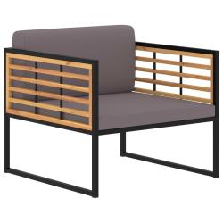 Chaises de jardin et coussins lot de 2 Bois d'acacia Gris fonc&eacute;