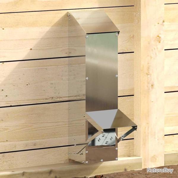 Mangeoire pour poules Argent 13 x 12 x 51 cm Acier galvanis�