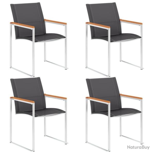 Chaises de jardin lot de 4 Textil�ne et acier inoxydable Gris