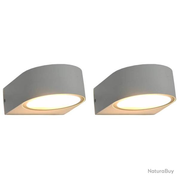 2 pcs Appliques murales d'ext�rieur 1 W Blanc Rond