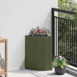 Jardini&egrave;re d'Angle Vert olive 30 x 30 x 50 cm Acier