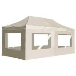 Tente de r&eacute;ception pliable avec parois Aluminium 6 x 3 m Cr&egrave;me