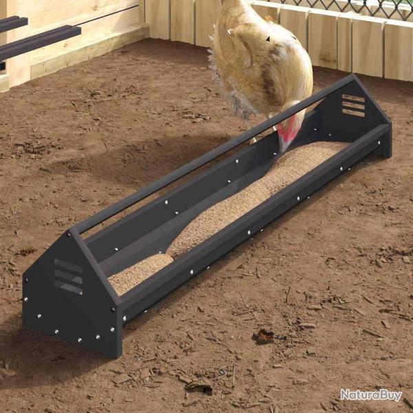 Bac de nourrissage pour poules Noir 108 x 20,5 x 20 cm