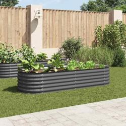 Lit sur&eacute;lev&eacute; de jardin 240x80x44 cm Acier galvanis&eacute; Gris