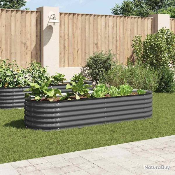 Lit sur�lev� de jardin 240x80x44 cm Acier galvanis� Gris