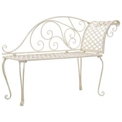 Chaise longue de jardin 128 cm M&eacute;tal Antique Blanc