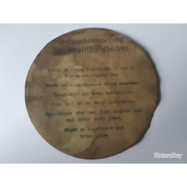 WW1 ETIQUETTE PAPIER LEDERSCHUTZMASKE 1917 VERDUN-SOMME-AISNE-CHAMPAGNE-VOSGES...