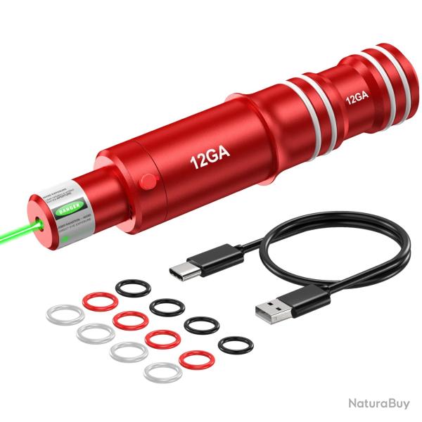 Cartouche Laser de R�glage Calibre Boresighter Rechargeable USB Lunette Pr�cision 12GA Vert
