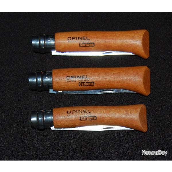 OPINEL CARBONE , LOT DE 3 , 1 X N�7 ET 2 X N�8