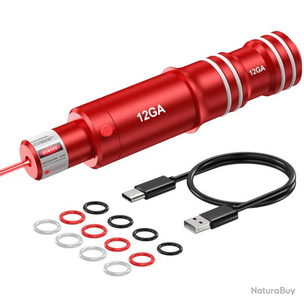 Cartouche Laser de R�glage Calibre Boresighter Rechargeable USB Lunette Pr�cision 12GA Red