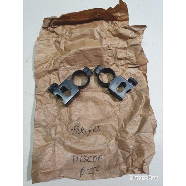 ancienne paire de collier DISKOP tout en acier pour rail de 11 mm et lunette � corps de 22 mm
