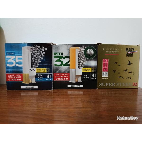 Lot munitions calibre 12 acier 68 cartouches