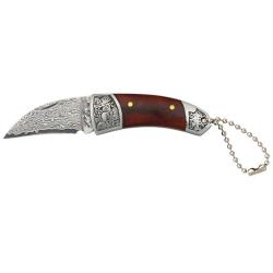 Couteau  DAMASCUS  bois  eng&eacute; de 4.20 cm