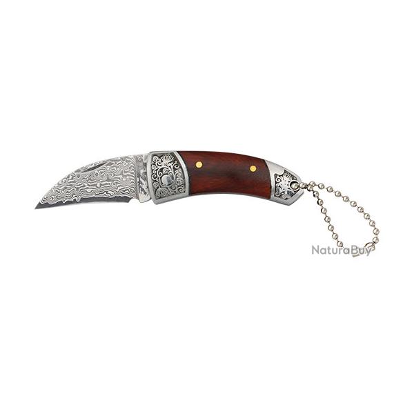 Couteau  DAMASCUS  bois  eng� de 4.20 cm