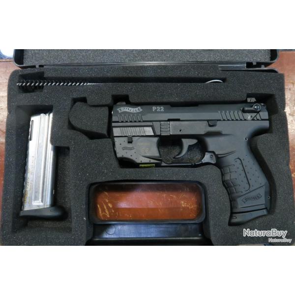 Pistolet Walther P22 cal 22LR + Pointeur Laser Rouge OCCASION