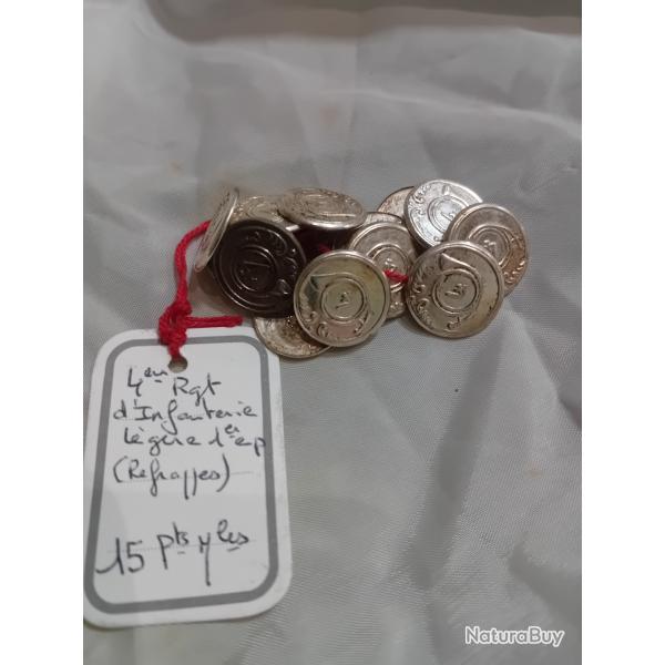 15 boutons du 4e rgt d'infanterie de ligne REPRODUCTION