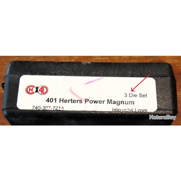 Jeux de 2 outils de rechargement CH4D calibre 401 Herters power magnum