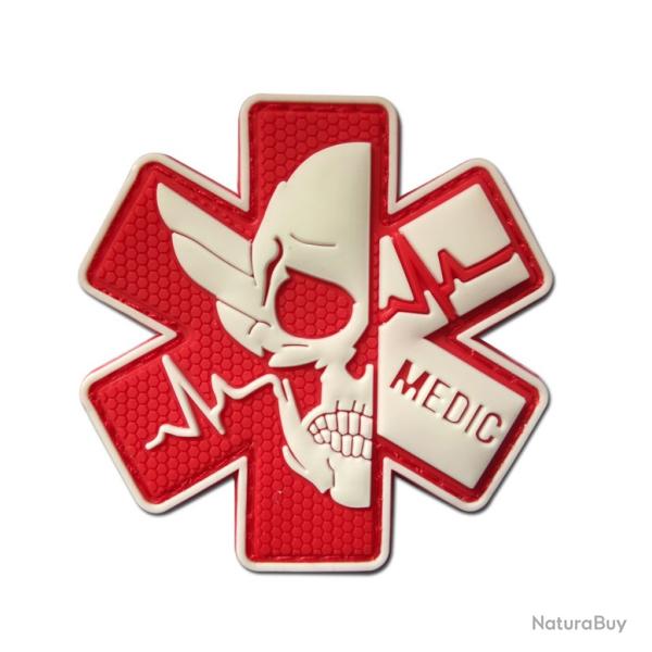 Patch M�dical - Crane - Rouge/Blanc - PVC - Velcro - Livraison gratuite