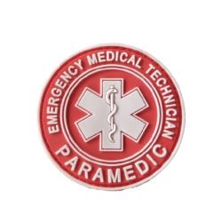 Patch Paramedic - rond - PVC - Rouge - Velcro - Livraison gratuite