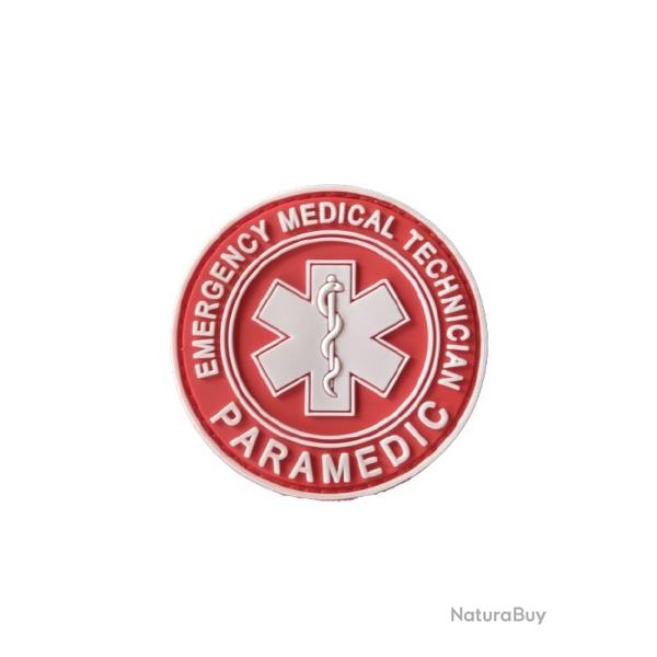 Patch Paramedic - rond - PVC - Rouge - Velcro - Livraison gratuite
