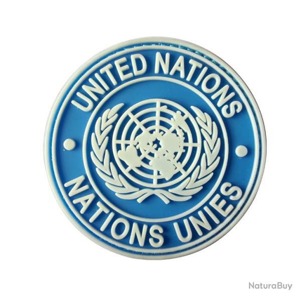Patch drapeau - Nations unis - Bleu Ciel - Rond - PVC - velcro - Livraison gratuite