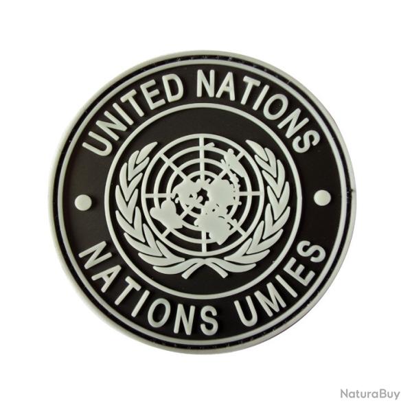 Patch drapeau - Nations unis - Noir - Rond - PVC - velcro - Livraison gratuite