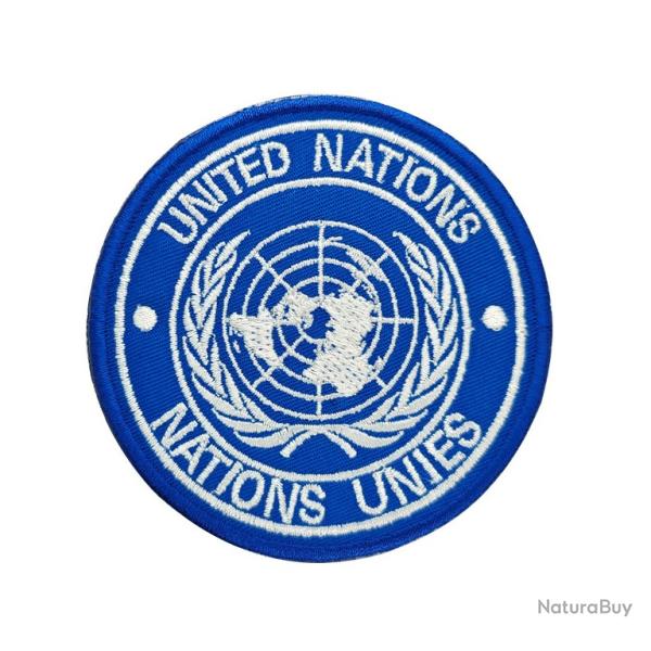 Patch drapeau - Nations unis - Bleu - Rond - velcro - Livraison gratuite