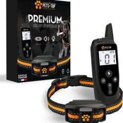 Collier de Dressage Chien Port&eacute;e 1000m  Anti-Aboiement 3 Modes d'Entrainement16 Niveaux &Eacute;tanche IPX7