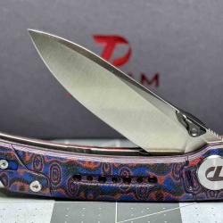 Couteau Dreamtech Lame Drop Point Acier 14C28N Satin Manche Micarta Red Liner Lock DTK3610MR