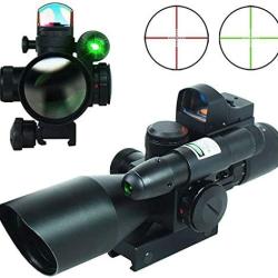 Lunette de Vis&eacute;e 2.5-10x40 Mil-Dot Laser Vert + Red Dot 3 MOA Rail 20mm Chasse Tir Airsoft