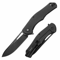 Couteau Dreamtech Lame Drop Point Acier D2 Black Manche Titane Noir Frame Lock DTK3398TB