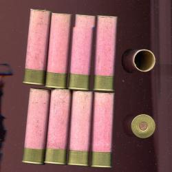 Cal. 14 central - calibre RARE - lot de 10 douilles vides jamais charg&eacute;es - carton rose 65 mm