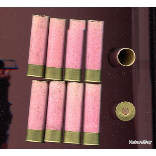 Cal. 14 central - calibre RARE - lot de 10 douilles vides jamais charg�es - carton rose 65 mm