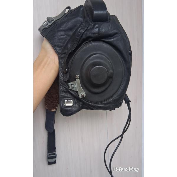 CASQUE CUIR FOURRURE PILOTE AVIATION SOVIETIQUE CHL-82 URSS CCCP 1985