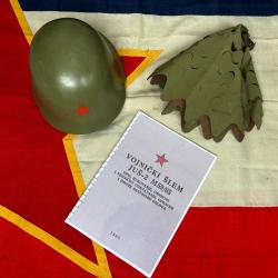 Casque de soldat JUS-2 M59/85 et son couvre casque authentique de l'arm&eacute;e populaire Yougoslave (JNA)