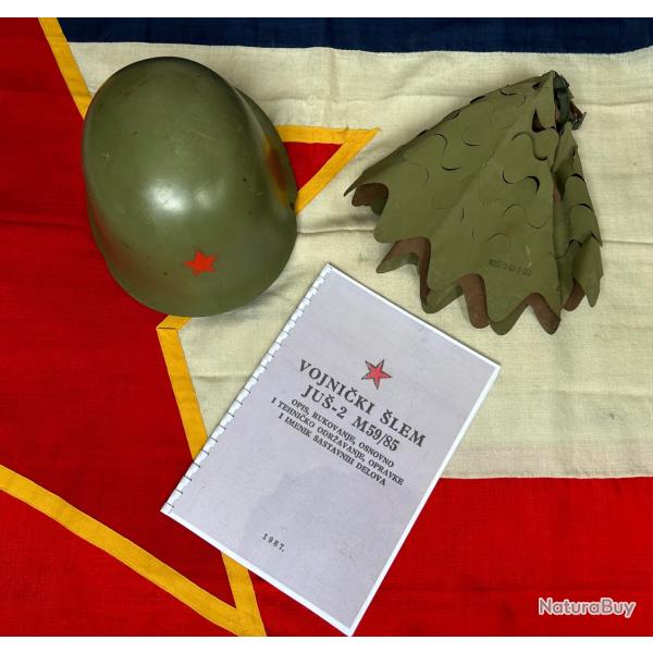 Casque de soldat JUS-2 M59/85 et son couvre casque authentique de l'arm�e populaire Yougoslave (JNA)