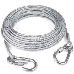 C&acirc;ble Attache Chien Acier 6m  Double Mousqueton Antirouille Solide