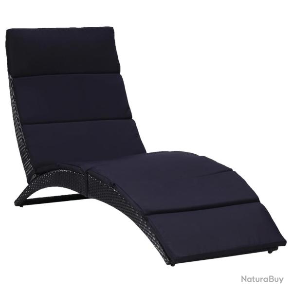 Transat avec coussin R�sine tress�e Noir