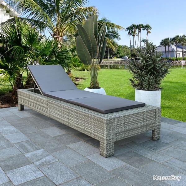 Transat avec coussin Gris R�sine tress�e