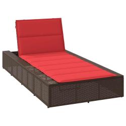 Transat avec coussin flottant marron r&eacute;sine tress&eacute;e