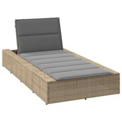 Transat avec coussin flottant beige r&eacute;sine tress&eacute;e