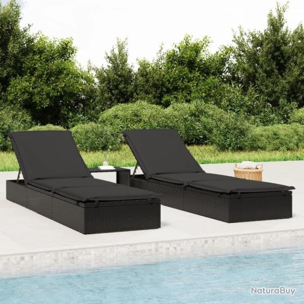 Transat 1 pc avec table noir r�sine tress�e