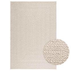 Tapis ZIZUR cr&egrave;me 140x200 cm aspect de jute int&eacute;rieur ext&eacute;rieur alsavelo
