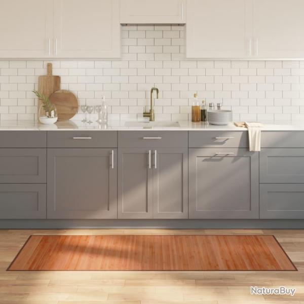 Tapis rectangulaire marron 70x200 cm bambou alsavelo