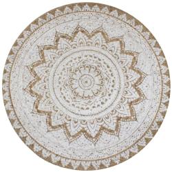 Tapis Jute tress&eacute; imprim&eacute; 90 cm rond alsavelo
