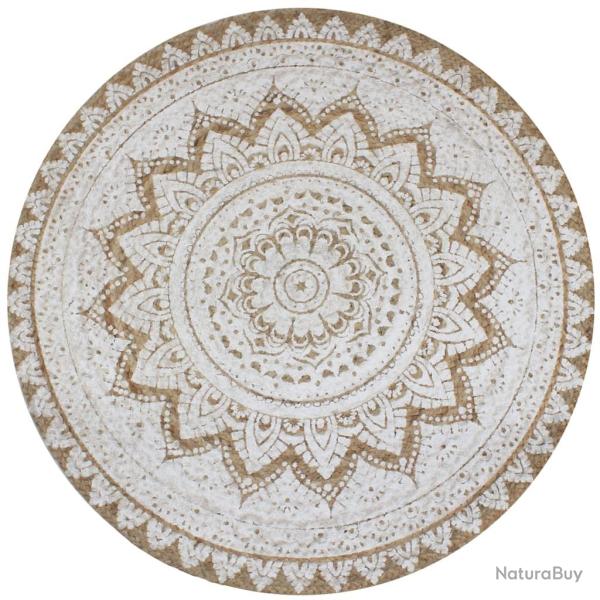 Tapis Jute tress� imprim� 90 cm rond alsavelo