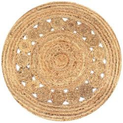 Tapis Jute design tress&eacute; 90 cm rond alsavelo